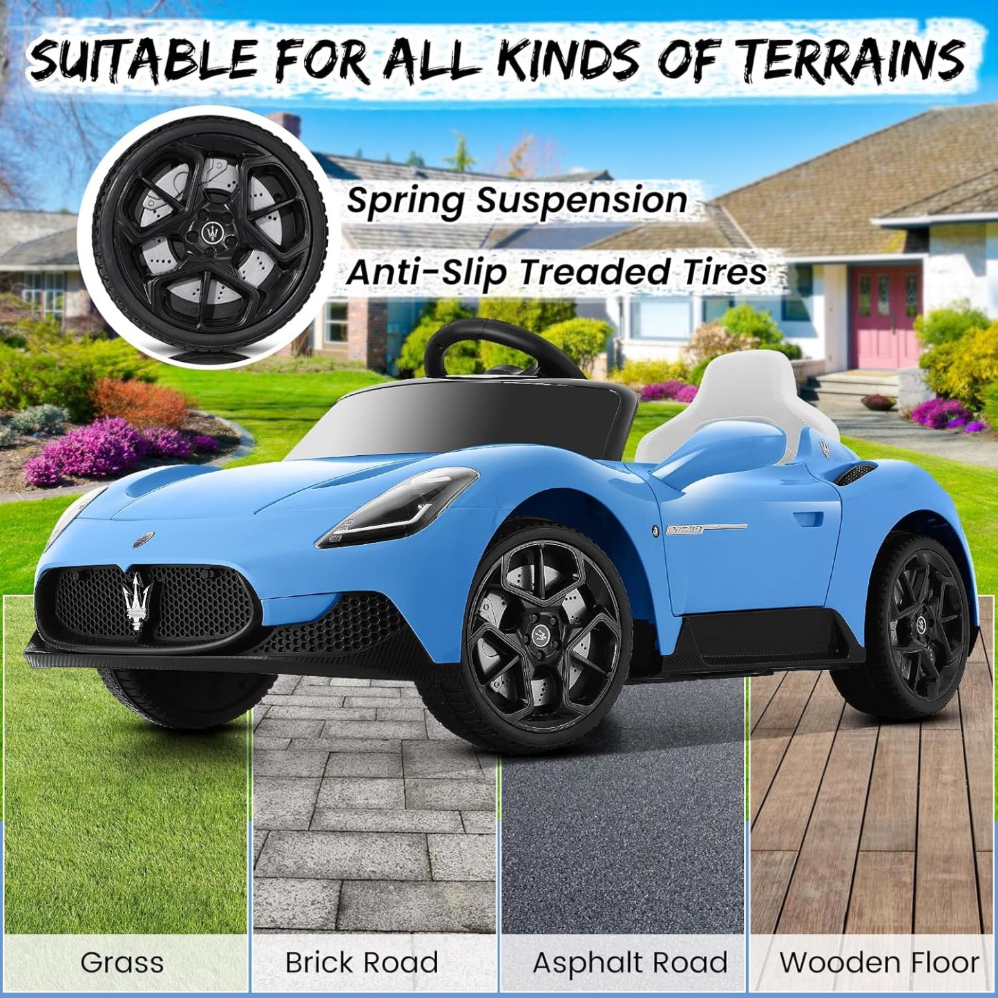 Hikole 12V Kids Ride on Car, Battery Powered Electric Car for Boy Girl-Hikole