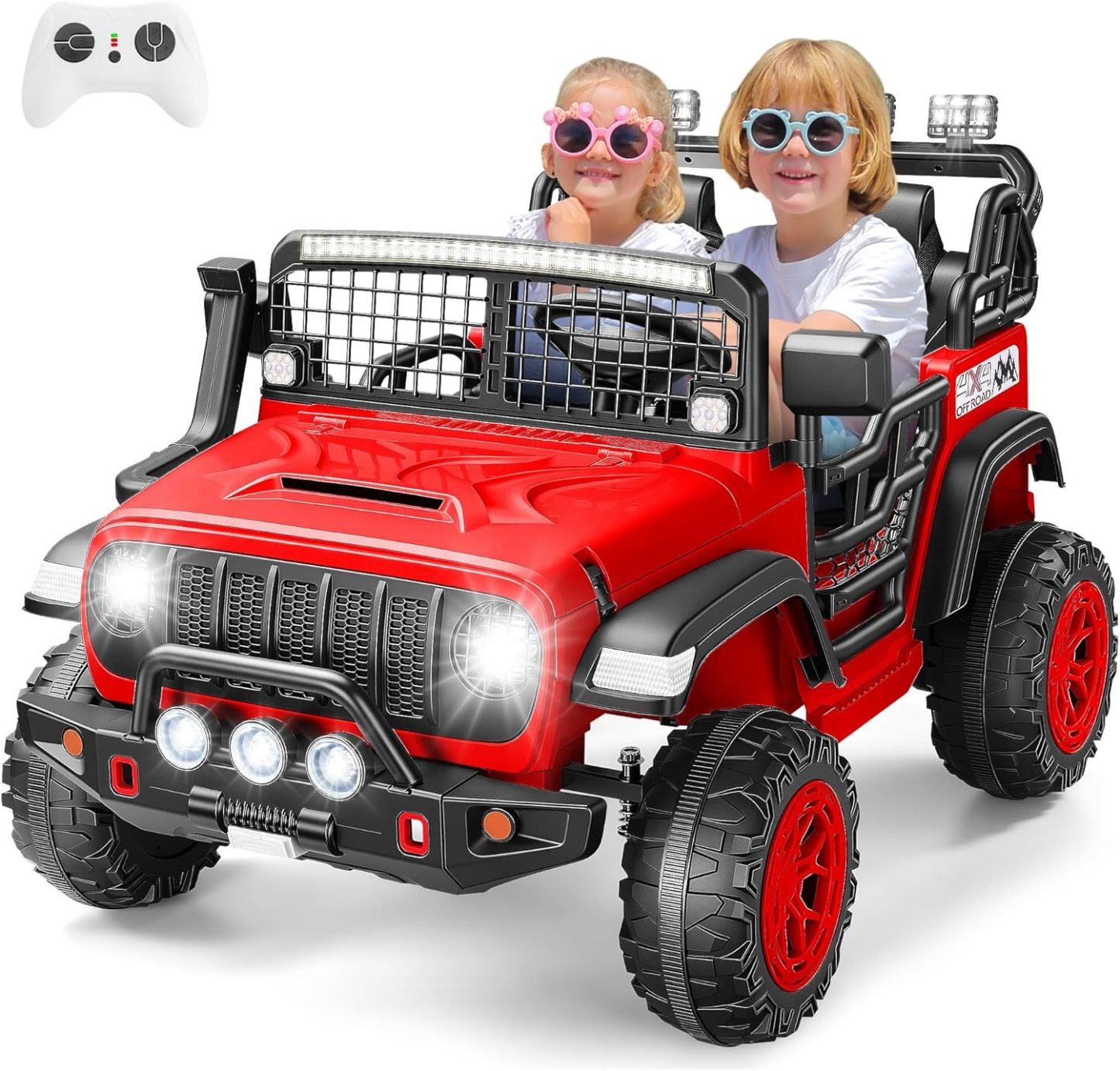 Hikole 24V 2 Seater Electric Ride on Truck Car for Kids 4-8, Remote Control