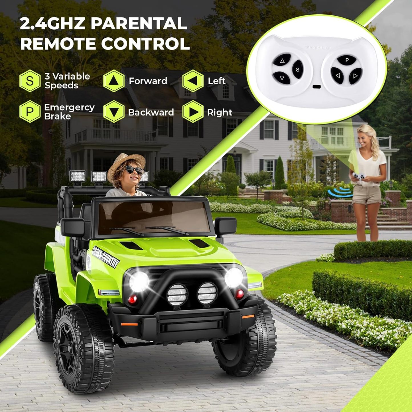 Hikole Kids Electric Car with Remote Control,12V Battery Powered Car w/Parent Remote Control