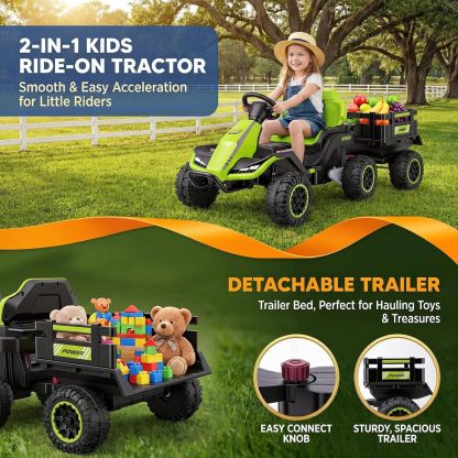 Hikole 24V Ride on Toys Tractor for Kids, w/Parent Remote Control