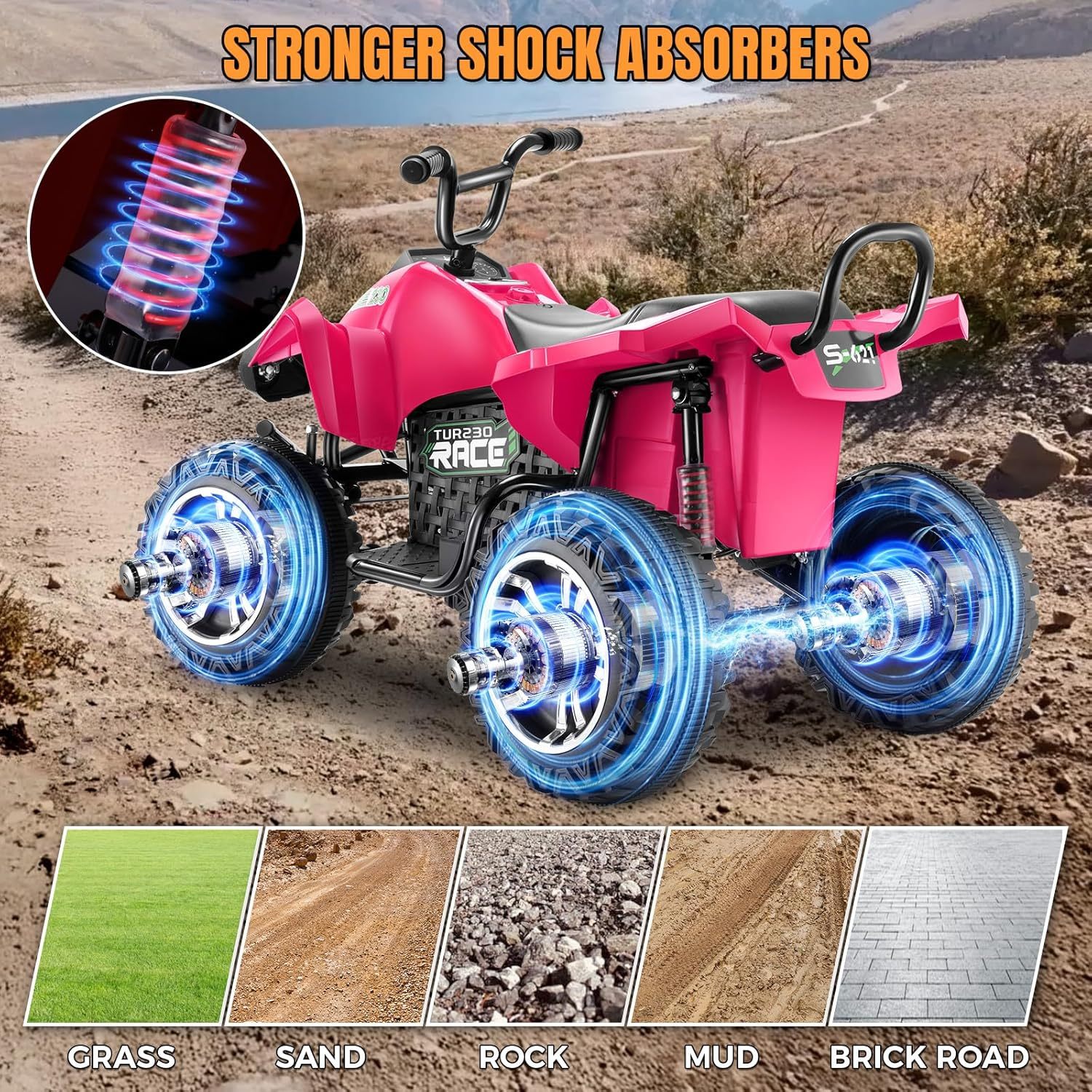 Hikole Kids ATV 4 Wheeler, 24V 2 Seater XXL, Ride on Electric Quad Four Wheelers