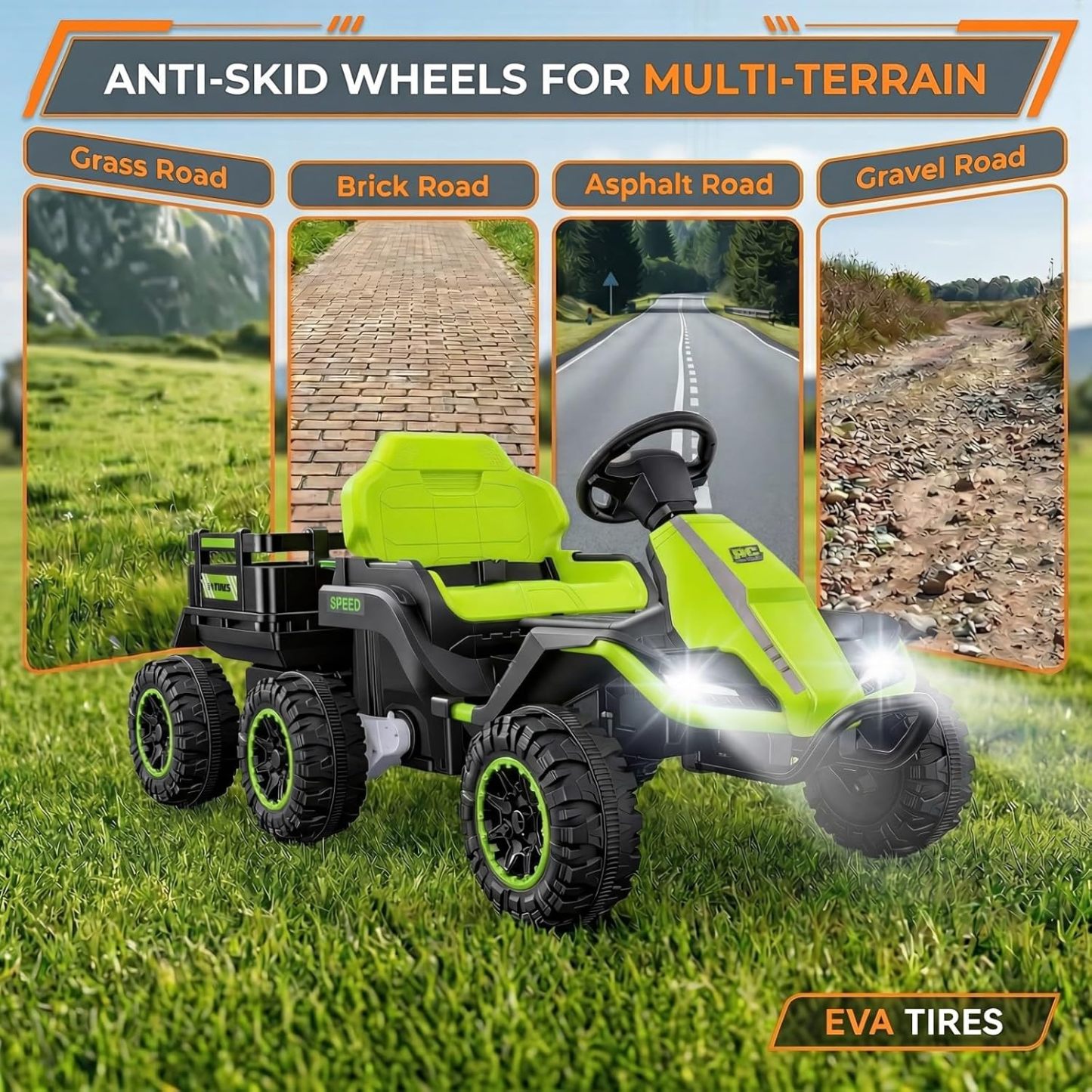 Hikole 24V Ride on Toys Tractor for Kids, w/Parent Remote Control
