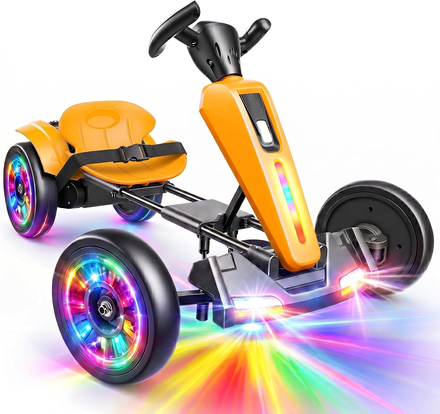 Hikole 12V Electric Go Kart for Kids 3-6, Foldable, Light-Up Wheels