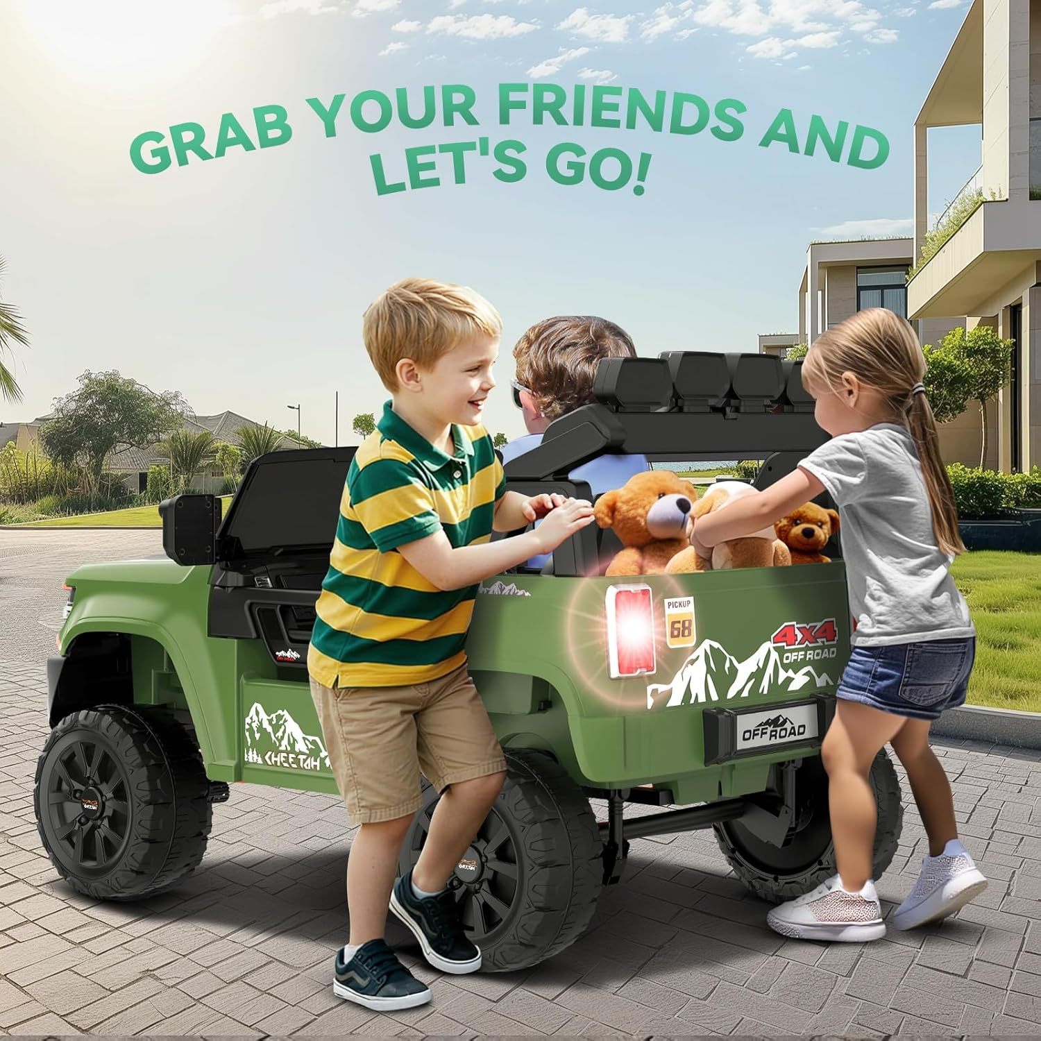 Hikole 2 Seater 24V Ride on Toys for Kids, Power Wheels with Remote Control