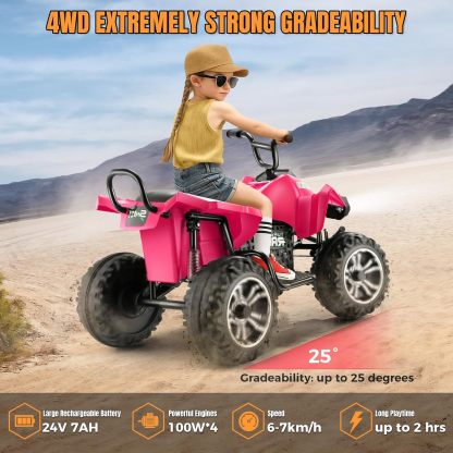 Hikole Kids ATV 4 Wheeler, 24V 2 Seater XXL, Ride on Electric Quad Four Wheelers