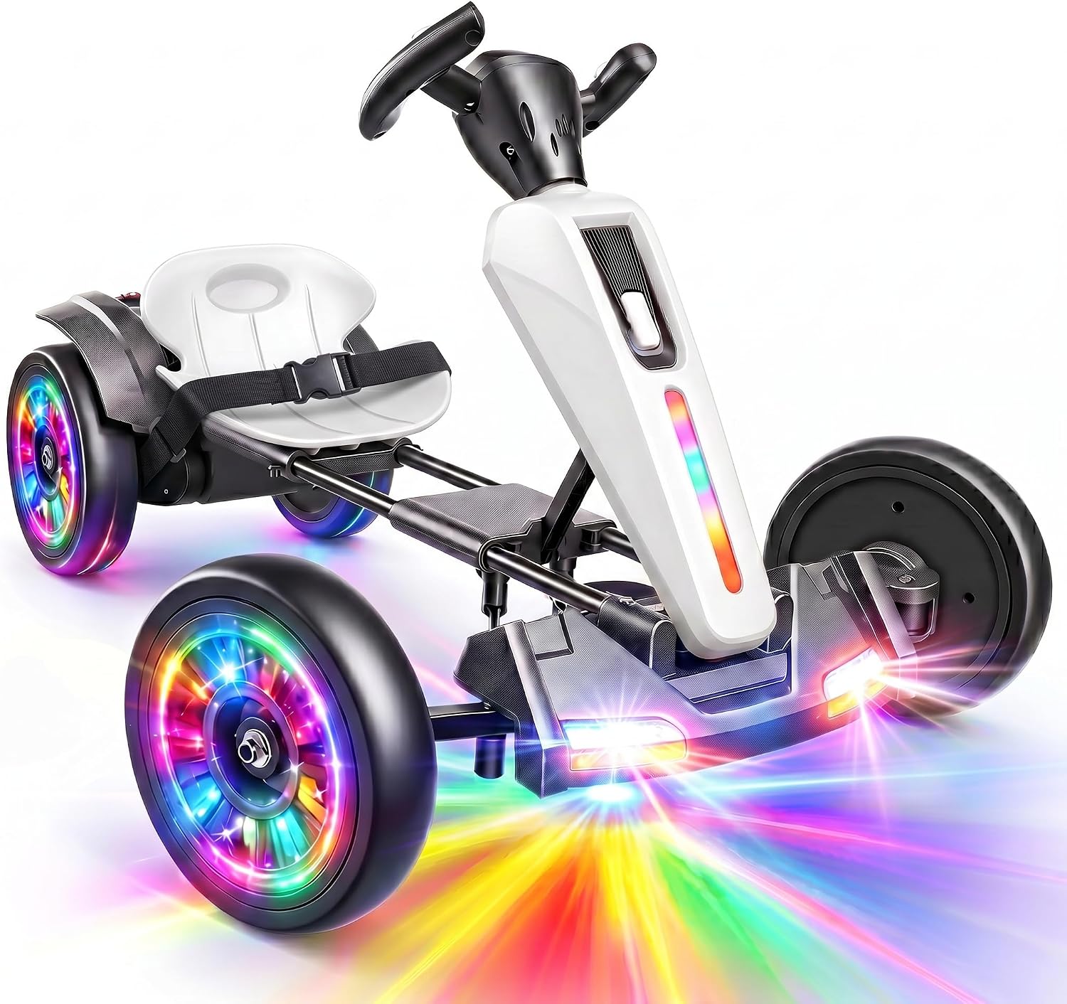 Hikole 12V Electric Go Kart for Kids 3-6, Foldable, Light-Up Wheels