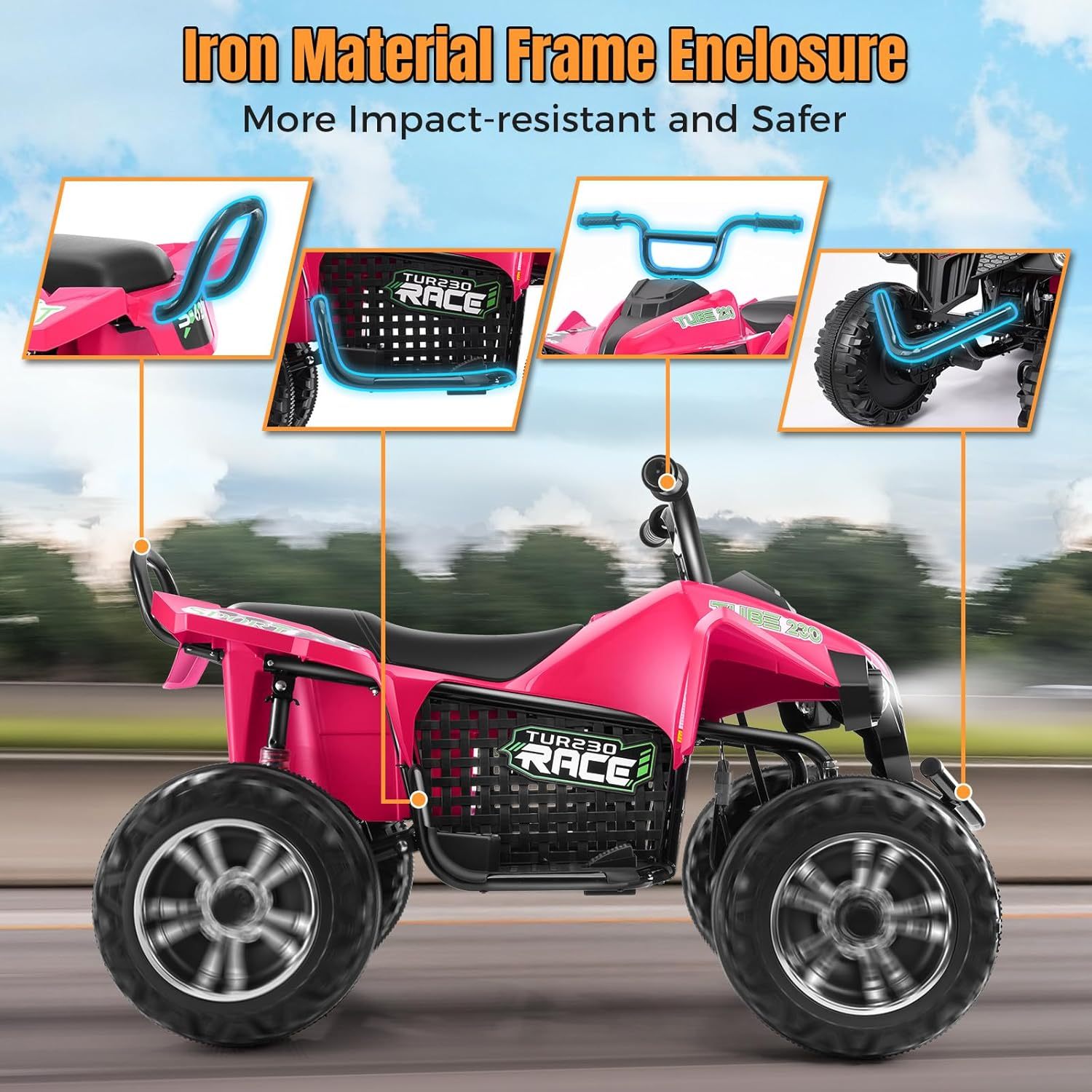 Hikole Kids ATV 4 Wheeler, 24V 2 Seater XXL, Ride on Electric Quad Four Wheelers