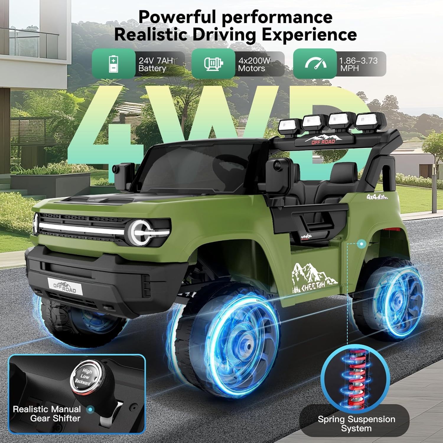 Hikole 2 Seater 24V Ride on Toys for Kids, Power Wheels with Remote Control