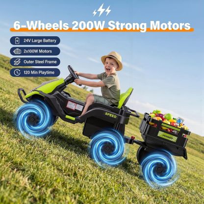 Hikole 24V Ride on Toys Tractor for Kids, w/Parent Remote Control