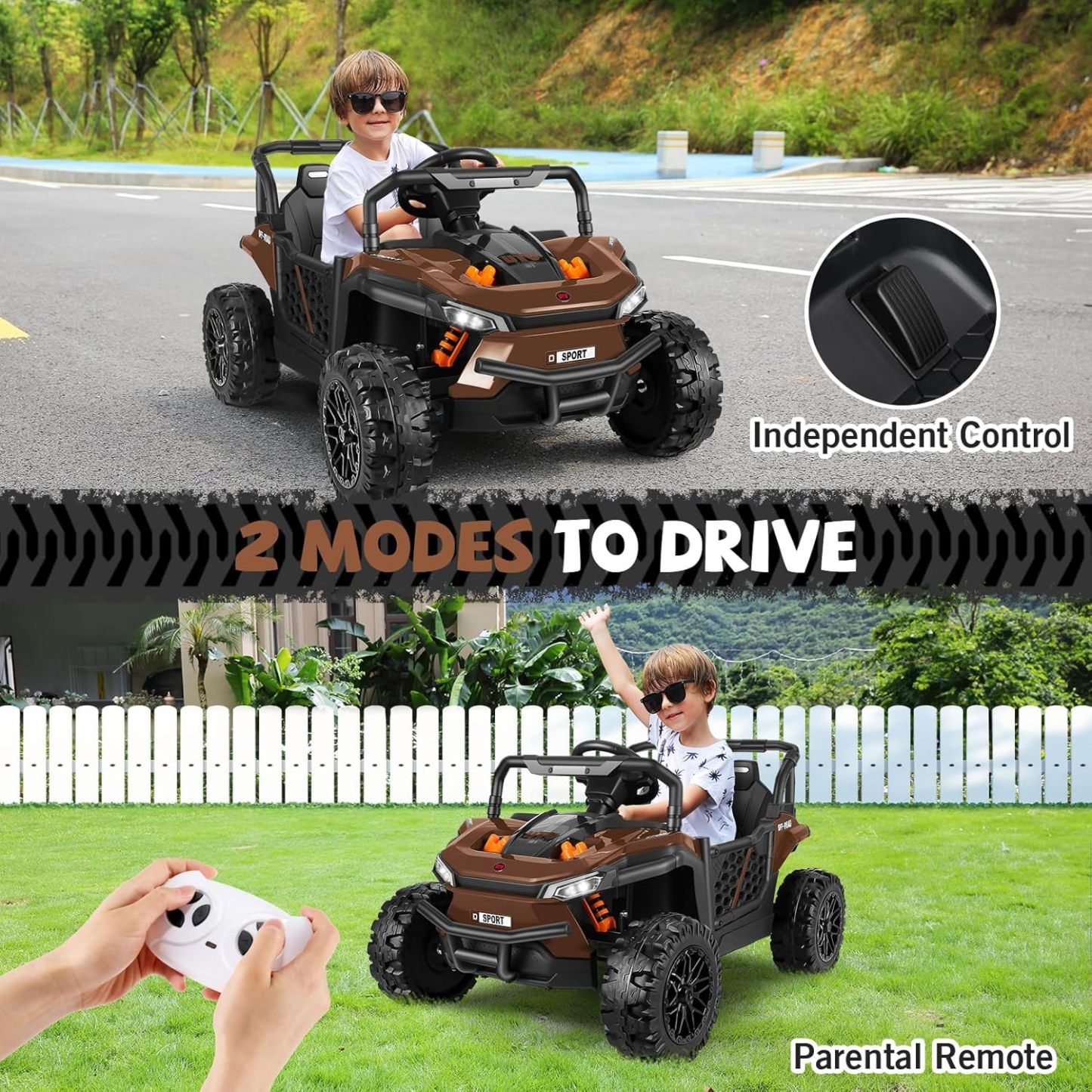 Hikole 2 Seater Electric Car for Kids, 12 Volt Ride on Car Truck for Boys & Girls with Parent Remote