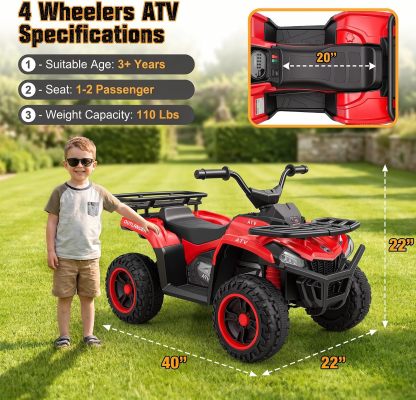Hikole 24V ATV 4 Wheeler for Kids 3-6,Electric Ride Quad