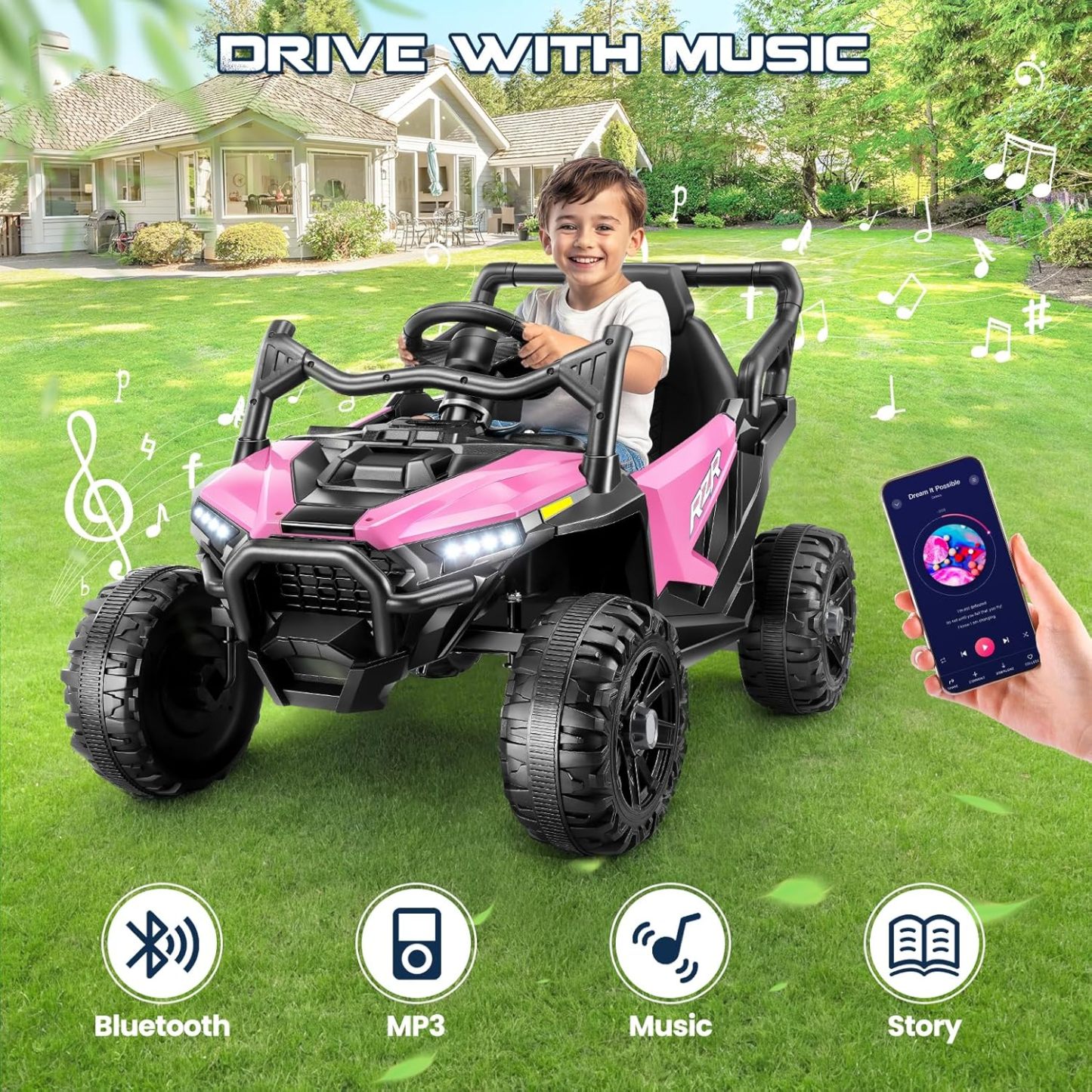Hikole 24V Kids UTV Electric Ride on Car with Remote Control