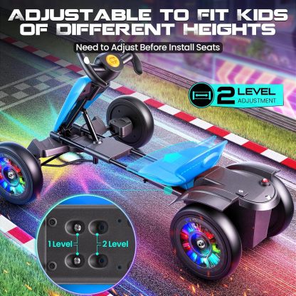 Hikole 12V Electric Go Kart for Kids 3-6, Foldable, Light-Up Wheels