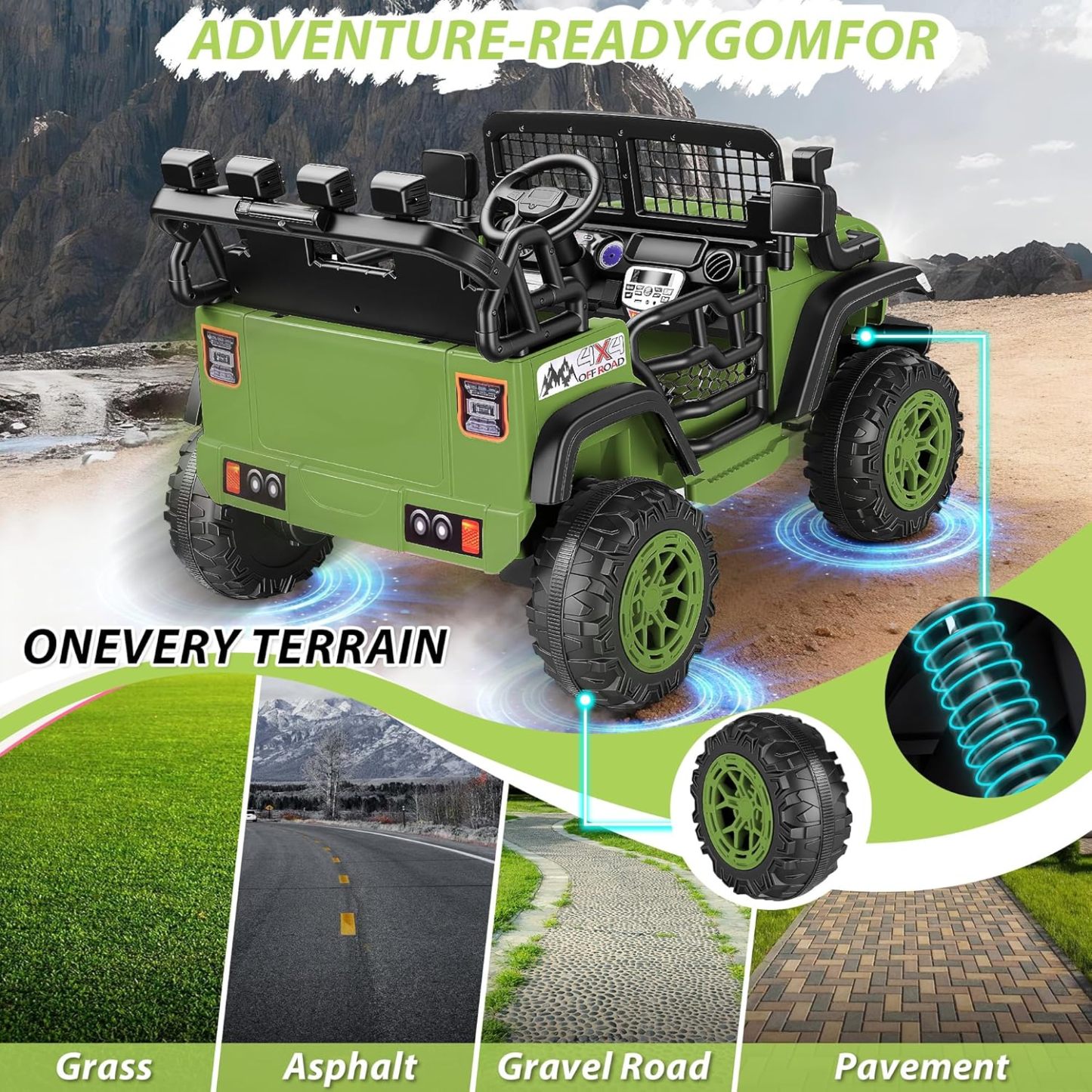 Hikole 24V 2 Seater Electric Ride on Truck Car for Kids 4-8, Remote Control