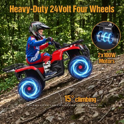 Hikole 24V ATV 4 Wheeler for Kids 3-6,Electric Ride Quad