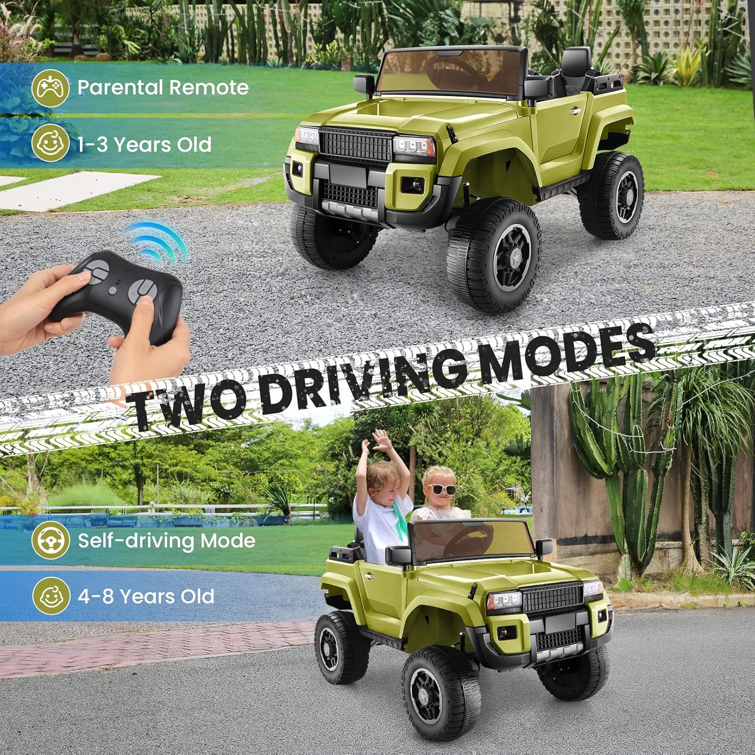 Hikole 2 Seater Ride on Car Truck for Kids, 24V Battery Powered Car-Hikole