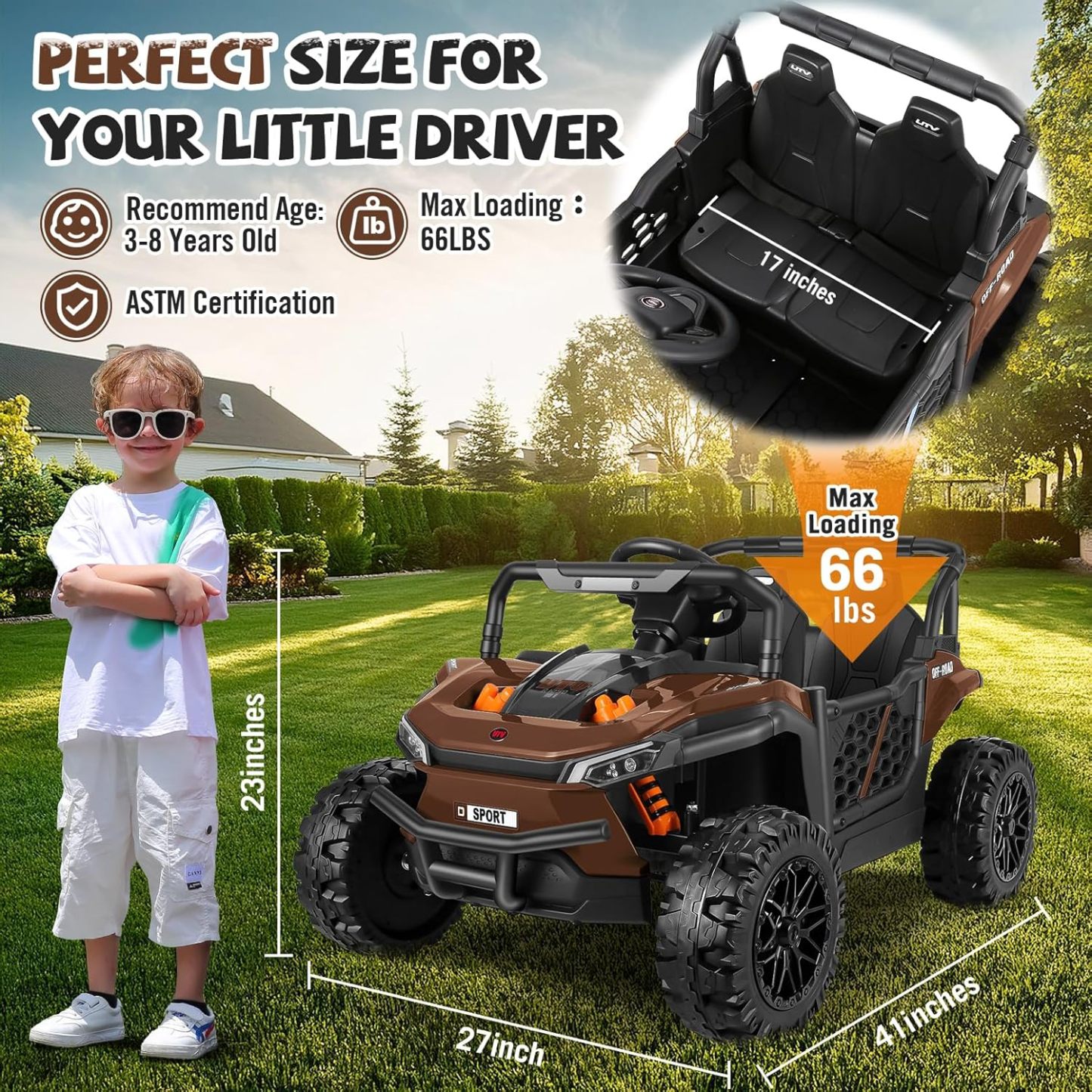 Hikole 2 Seater Electric Car for Kids, 12 Volt Ride on Car Truck for Boys & Girls with Parent Remote