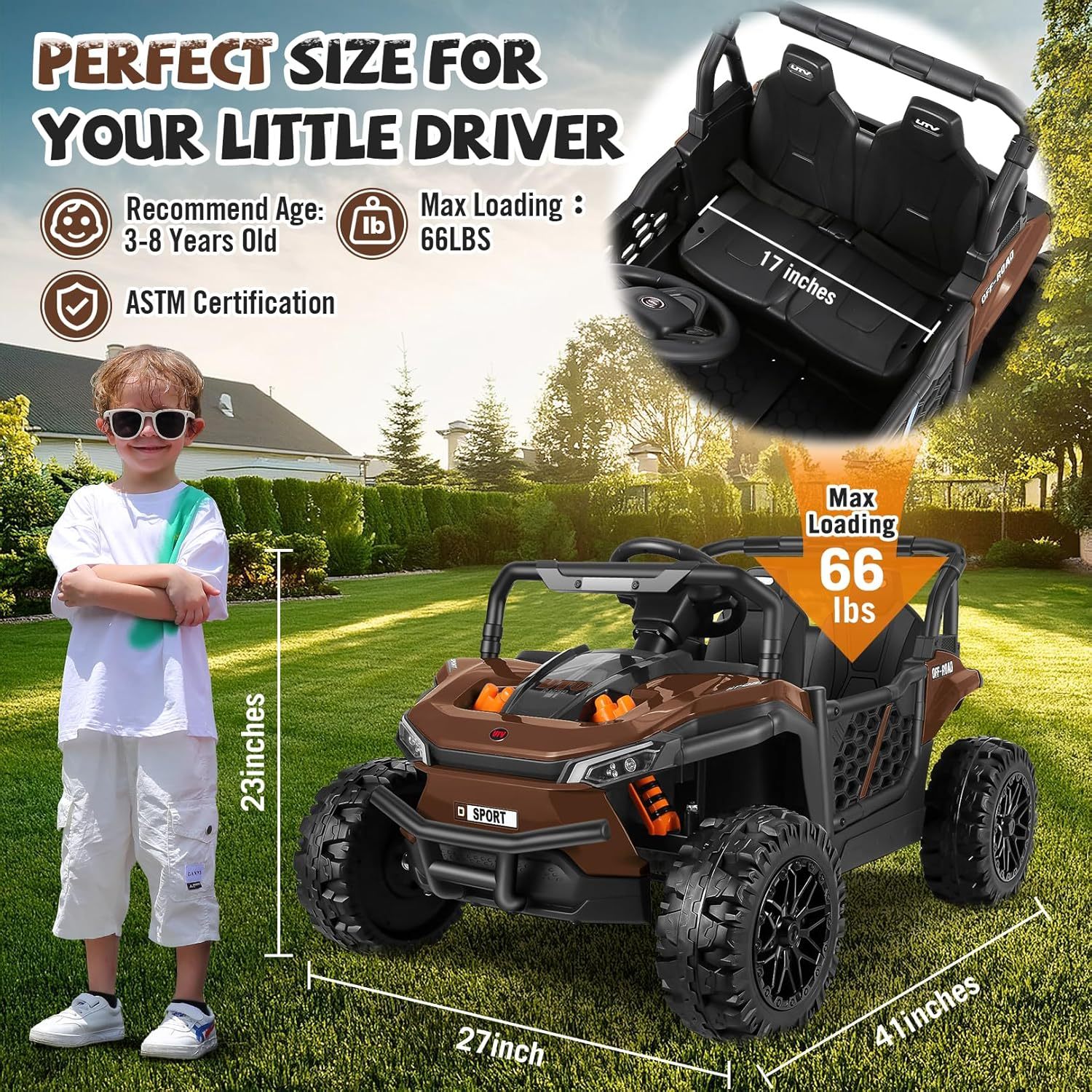 Hikole 2 Seater Electric Car for Kids, 12 Volt Ride on Car Truck for Boys & Girls with Parent Remote