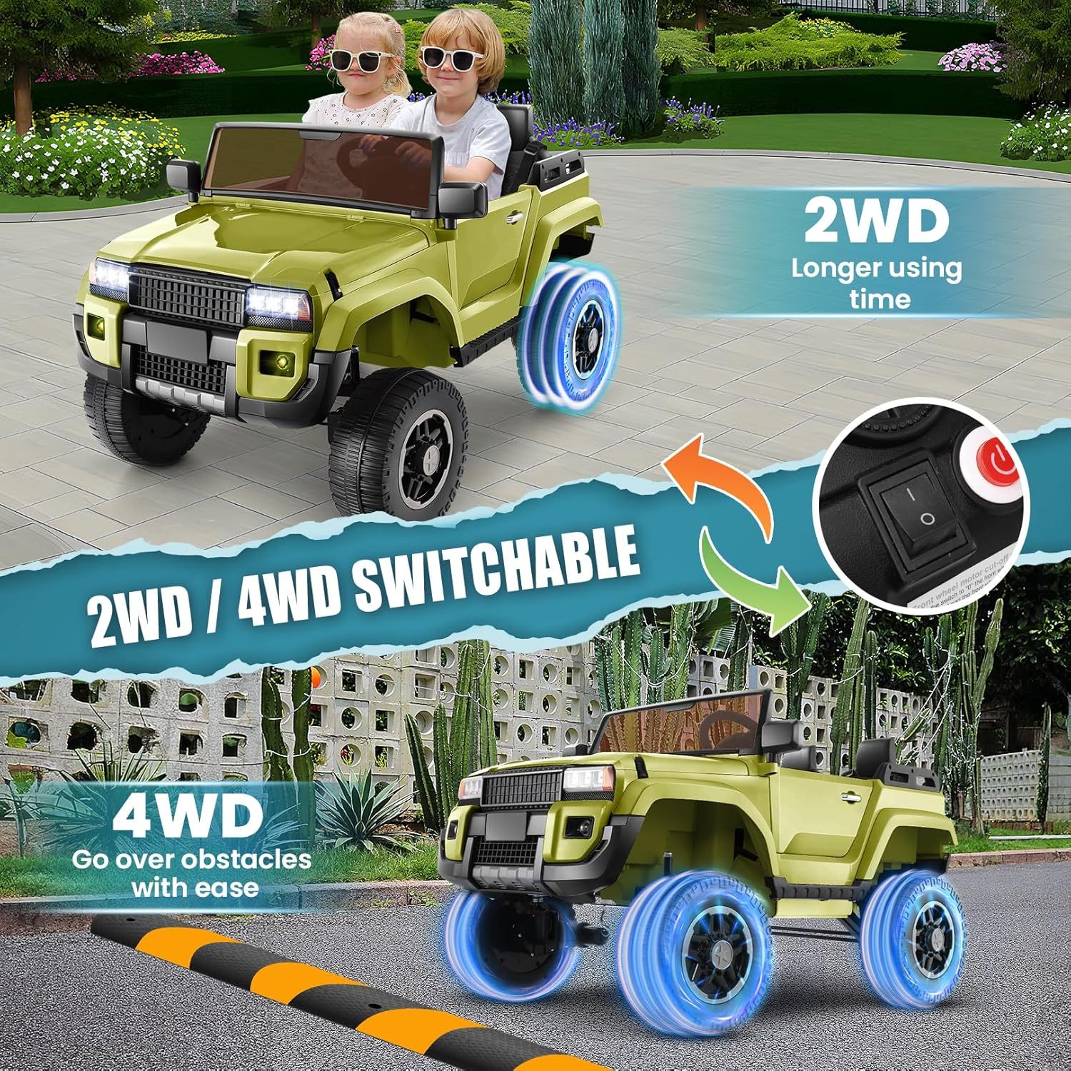 Hikole 2 Seater Ride on Car Truck for Kids, 24V Battery Powered Car-Hikole