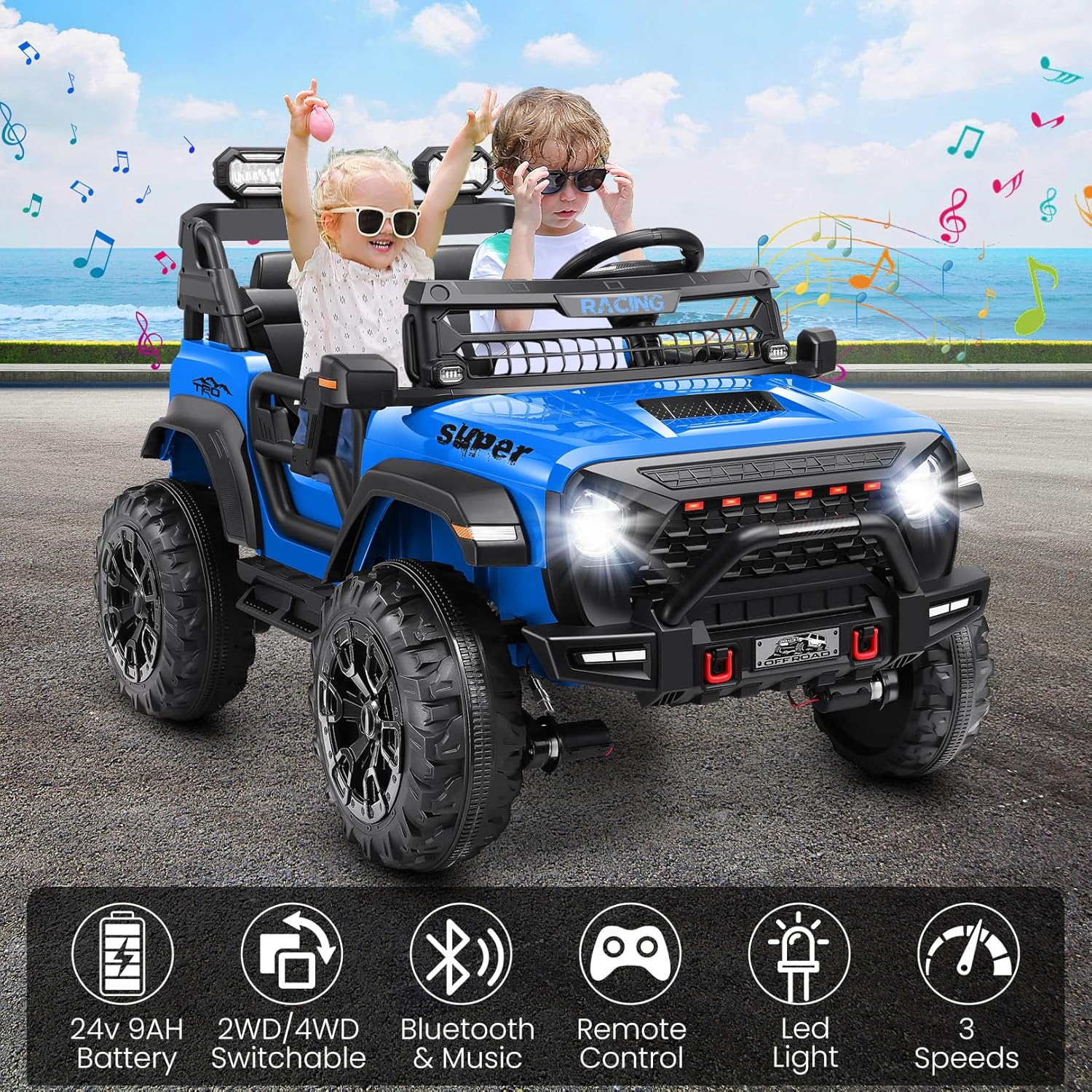 Hikole 24V 9AH Ride on Toys Jeeps for Big Kids