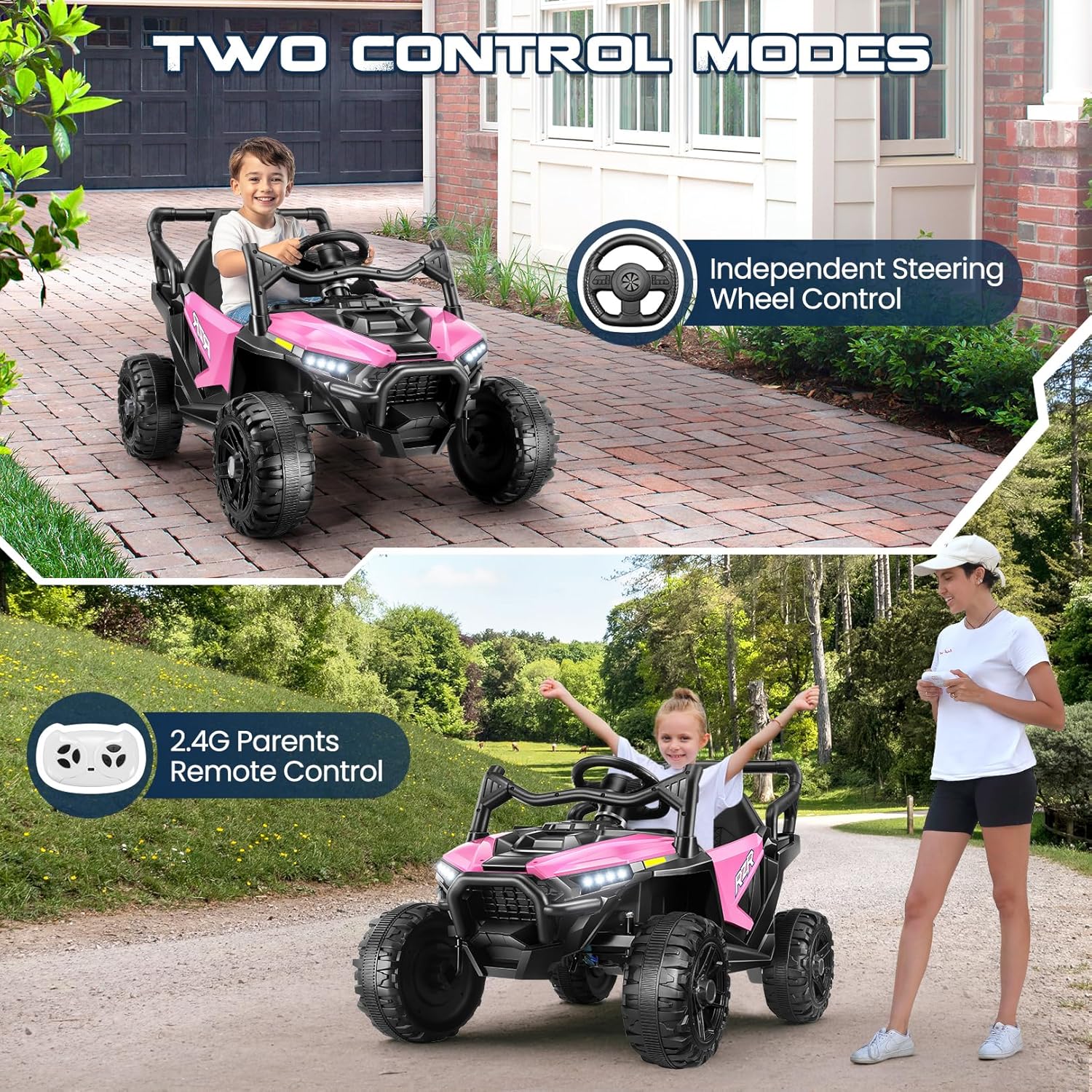 Hikole 24V Kids UTV Electric Ride on Car with Remote Control