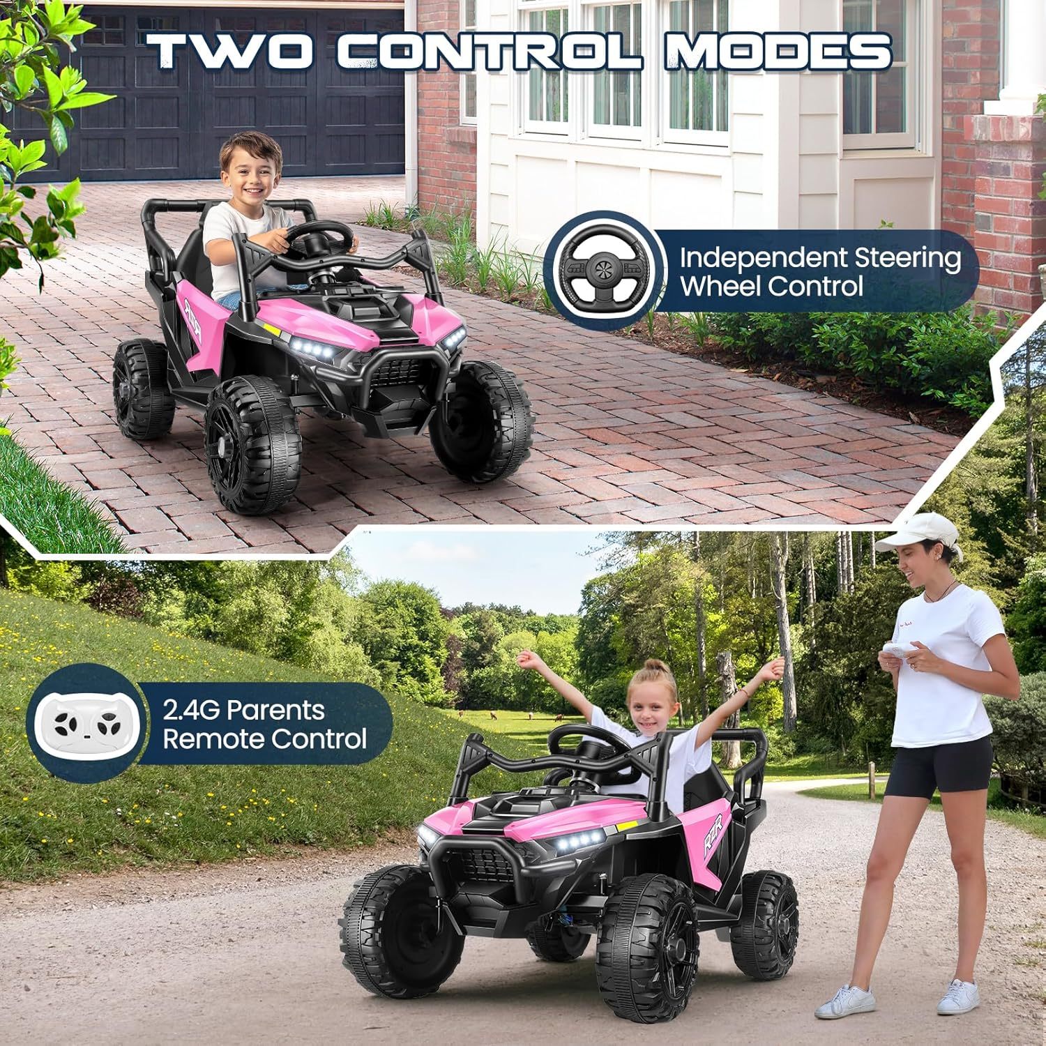 Hikole 24V Kids UTV Electric Ride on Car with Remote Control