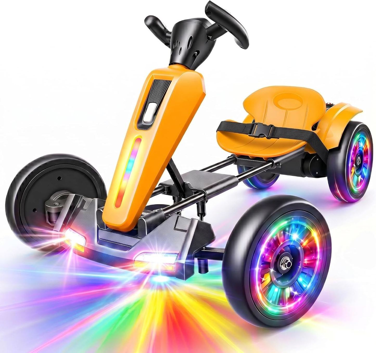 Hikole 12V Electric Go Kart for Kids 3-6, Foldable, Light-Up Wheels