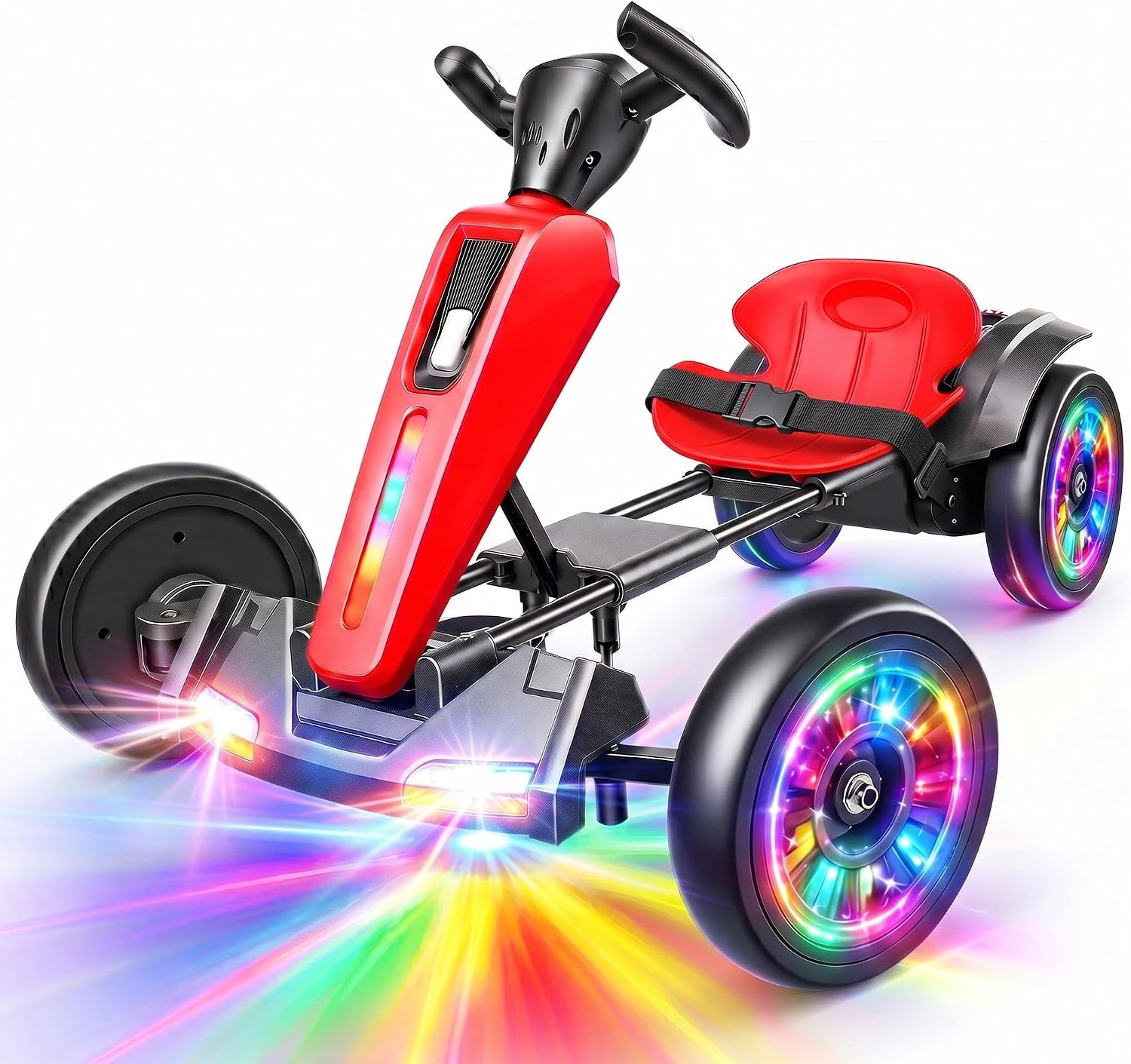 Hikole 12V Electric Go Kart for Kids 3-6, Foldable, Light-Up Wheels