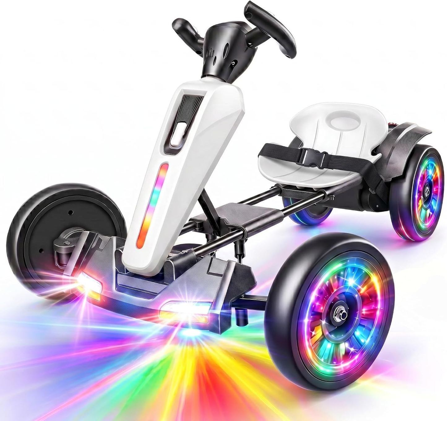Hikole 12V Electric Go Kart for Kids 3-6, Foldable, Light-Up Wheels