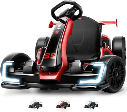 Hikole Go Kart Electric Drift Kart Car, 24V Crazy Go Cart for Kids with Adjustable Seat