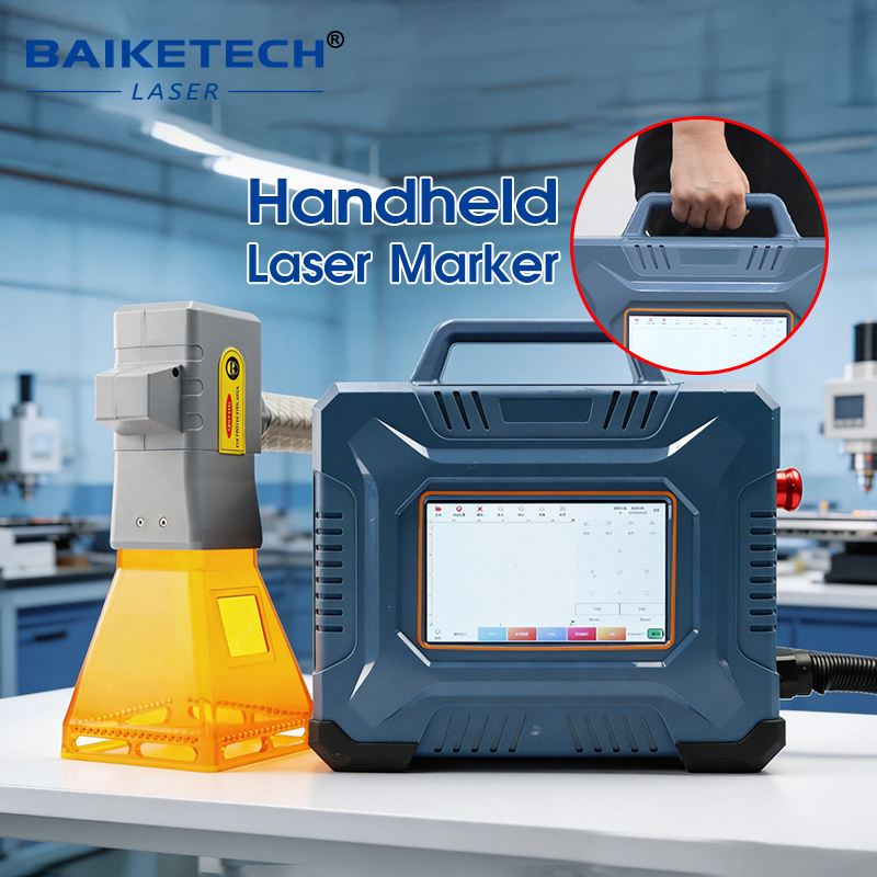 New FM-400S MAX Laser【FOB】Portable Handheld Fiber Laser Marking Machine 15000mAh Rechargeable Battery, Portable Laser Engraver for Metal Curved Vertical Large Workpieces Outdoor Marking