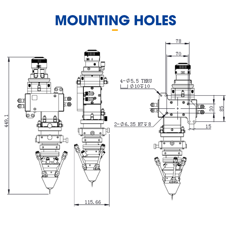 AK190-HT【FOB】High Power Feeding Laser Processing Head Laser Cladding Head for Cladding Welding and Quenching