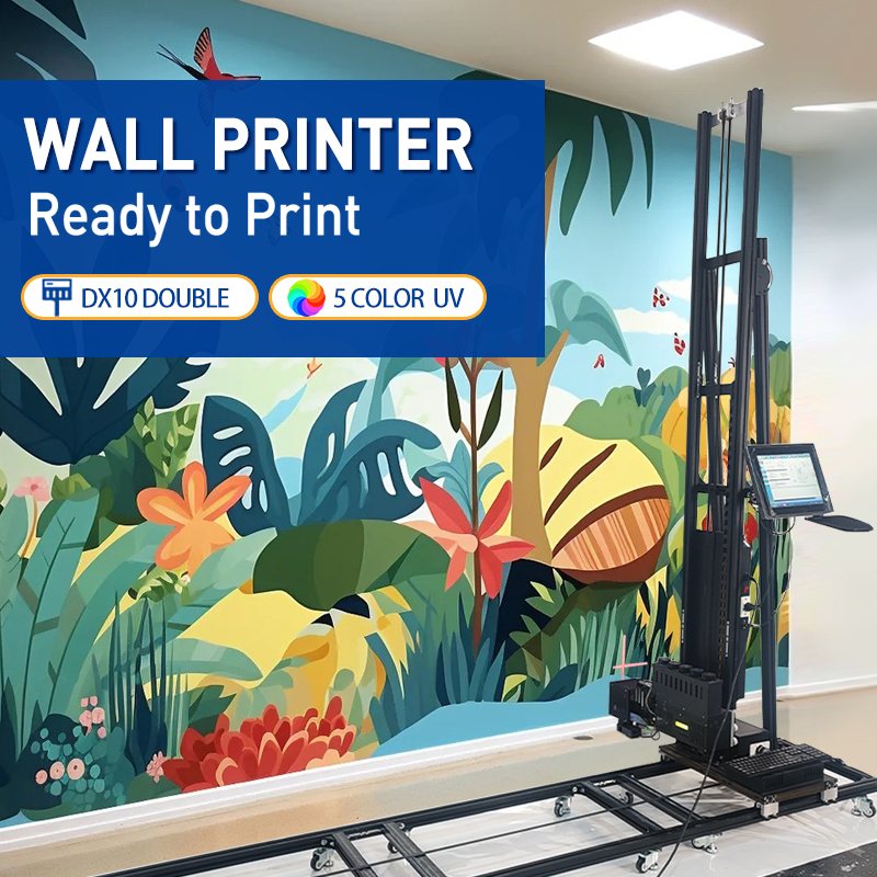 TH-UP200S【FOB】Rail Wall Printer with CMYKW UV Ink for wall printing