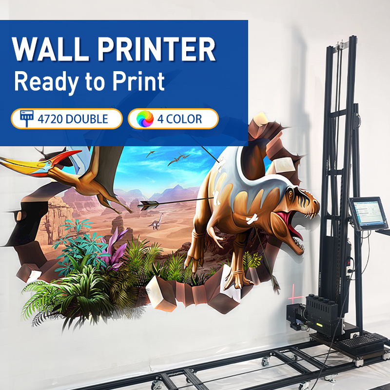 TH-UP900S【FOB】Rail Wall Printer with CMYKW UV Ink for wall printing