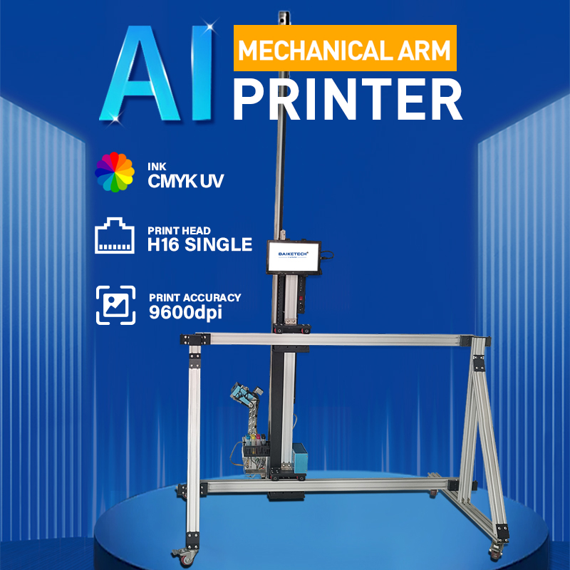 Baiketech TH-UV32A AI Intelligent Inkjet Wall and Floor Printer With Mechanical Arm UV Ink Automatic Painting 3D Printer