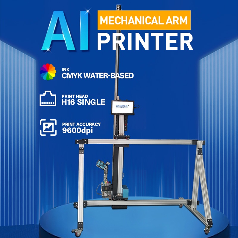 Baiketech TH-TW32A AI Intelligent Wall and Floor Printer with Mechanical Arm CMYK Ink Automatic Painting AI 3D Printer