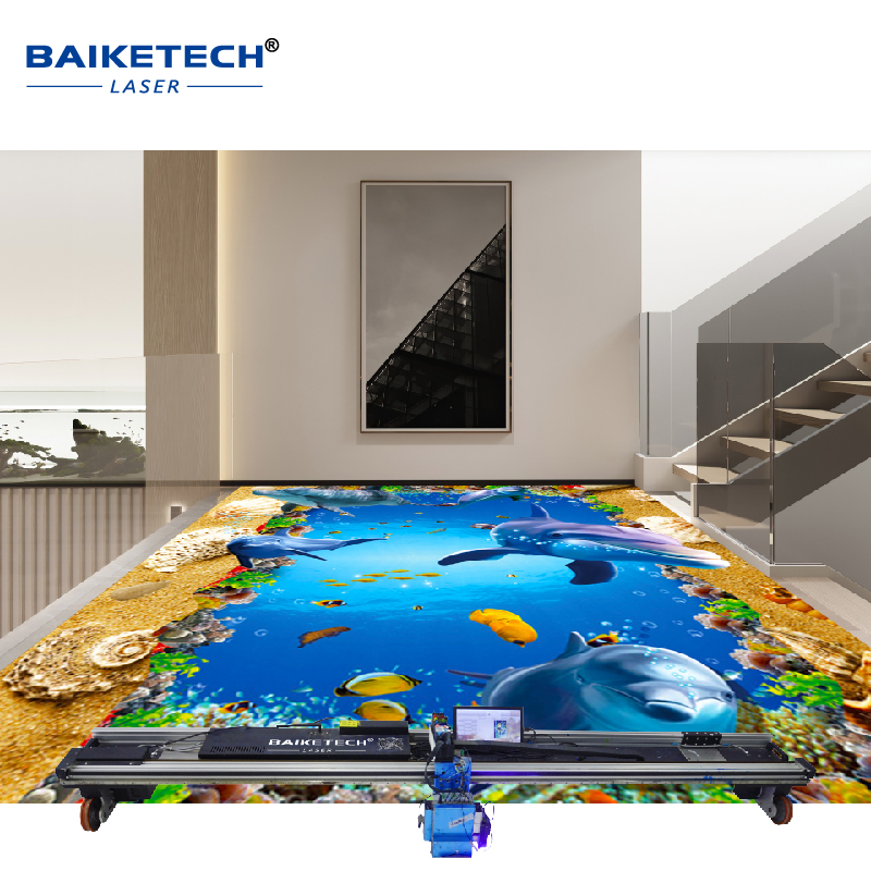 AI 3D Inkjet Floor Printing Machine Ground Image Printer Double High Resolution High Speed Print Head CMYK 5 Color UV Ink Automatically Wide image Painting Device TH-UV64F