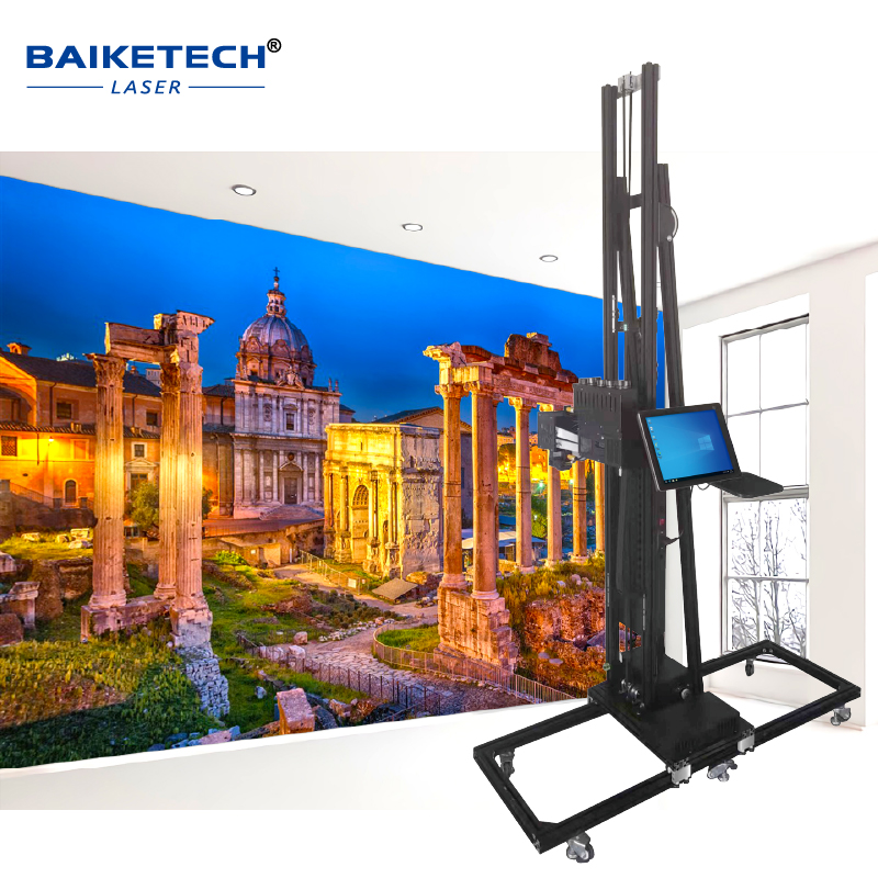 Baiketech TH-GW200A Wall Mural Painter inkjet Wall Printing Equipment for Industries with Rails 3D Vertical Wall Printer