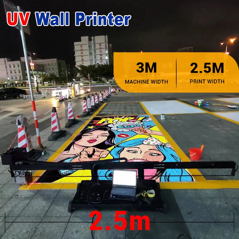 TH-UP900M Horizontal Ground Painting Machine CMYKW UV Ink Industrial 3D Inkjet Floor Printer Machine