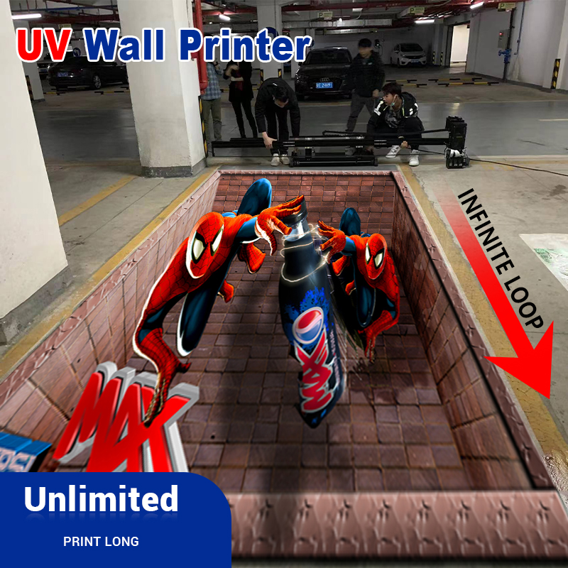 Baiketech TH-UV200M Horizontal Ground Painting Machine CMYKW UV Ink Industrial 3D Inkjet Floor Printer Machine