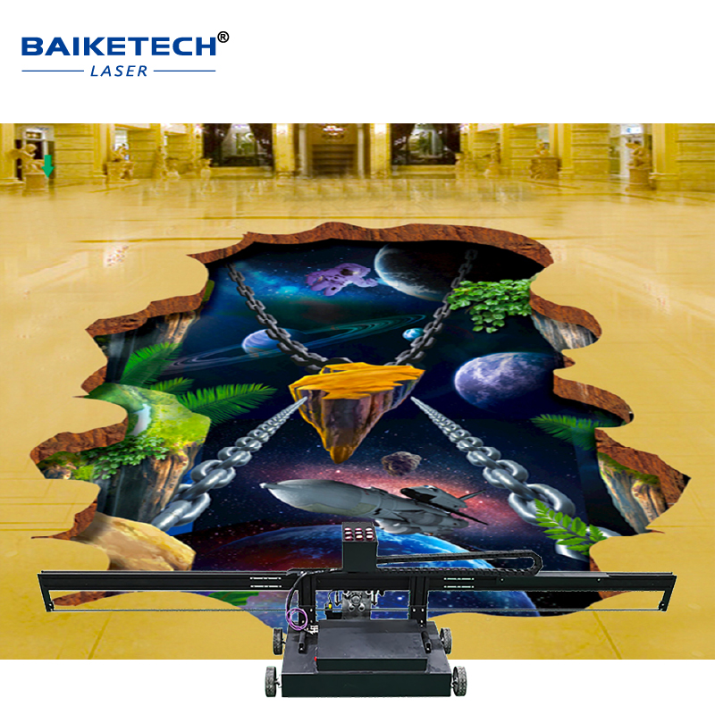 TH-UP900M Horizontal Ground Painting Machine CMYKW UV Ink Industrial 3D Inkjet Floor Printer Machine