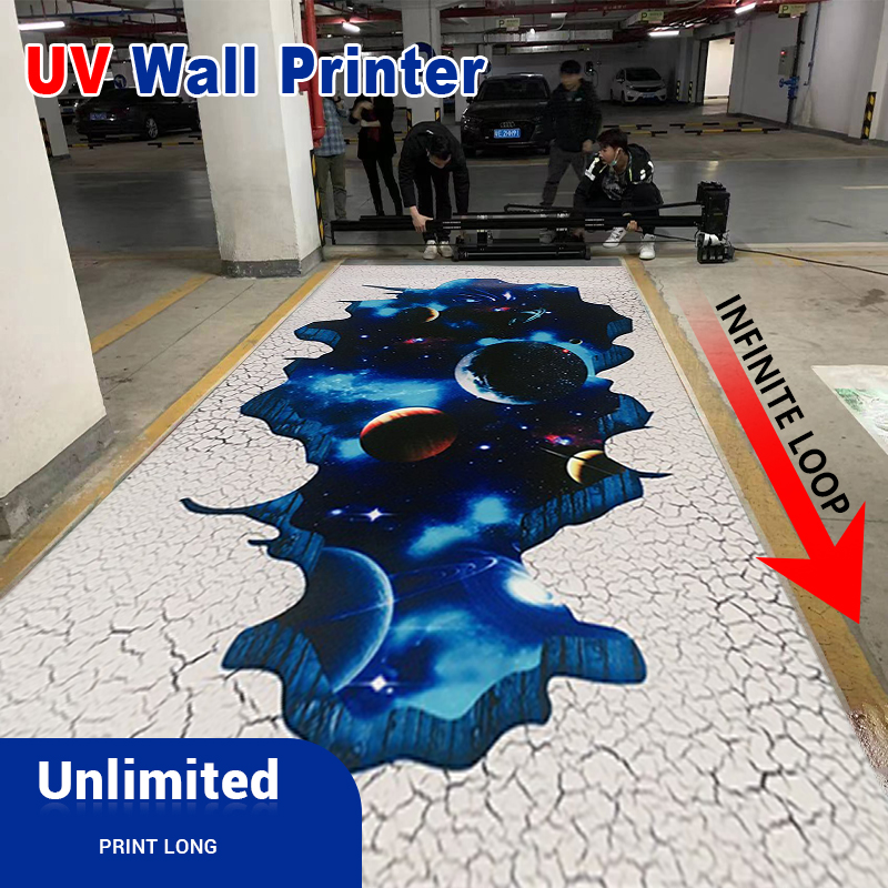 TH-UP900M Horizontal Ground Painting Machine CMYKW UV Ink Industrial 3D Inkjet Floor Printer Machine
