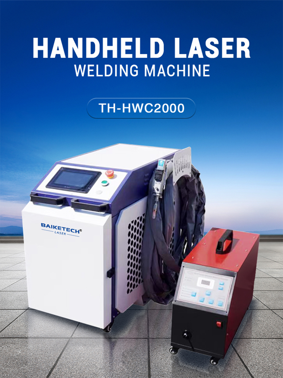 Baiketech Water Cooling Handheld Raycus Fiber Laser Welder Machine for Welding Metal Stainless Steel Aluminum