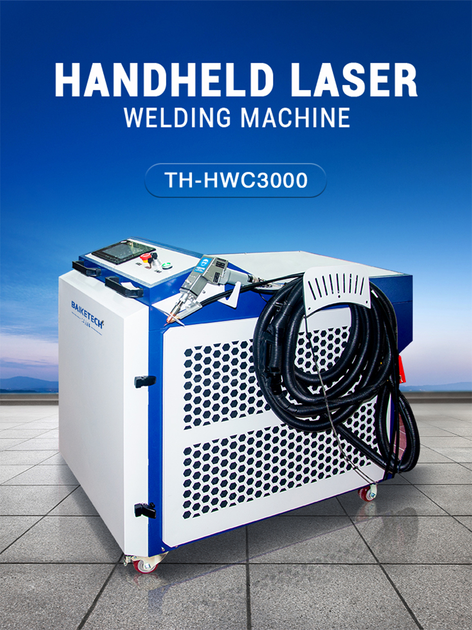 Baiketech Water Cooling Handheld Raycus Fiber Laser Welder Machine for Welding Metal Stainless Steel Aluminum