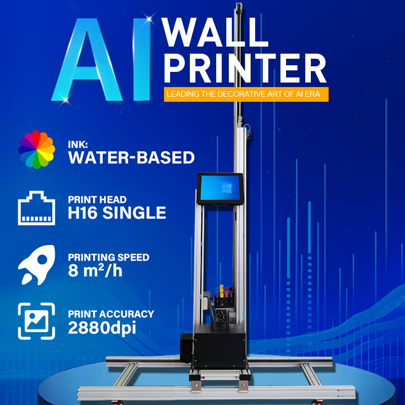 AI 3D Wall Mural Printer  High Resolution Wall Printing Machine CMYK 4 Color Water-based Ink Automatically Large image Painting Device TH-GW12