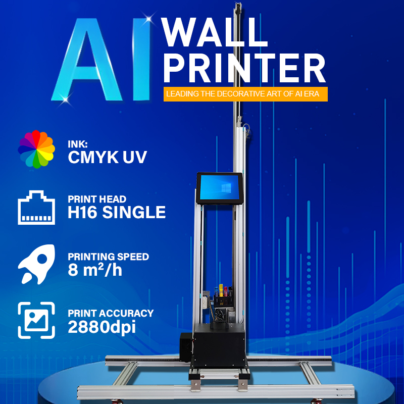 Hot sale AI 3D Vertical Wall Printer MYCK 4-Color UV Inkjet Wall Art Printing Machine Wide Format Picture Wall Painting System BK-UV12