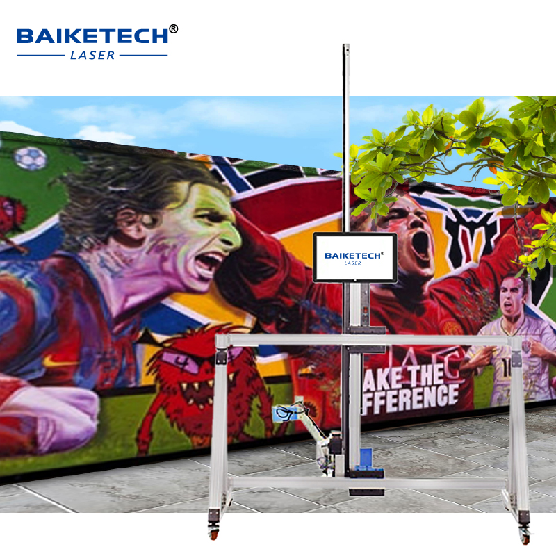 Baiketech TH-TW32A AI Intelligent Versatile Wall and Floor Printer for Various Surfaces Inkjet Wall and Floor Printing Machine With Mechanical Arm CMYK 4 Color Water-based Ink Automatically Wide image Painting Device 3D Wall Mural Printer