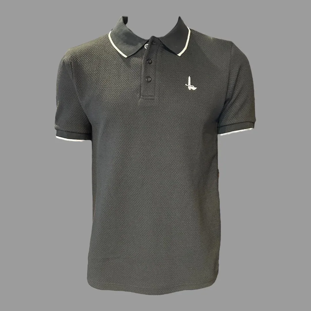 Waffle Black Polo with Sword