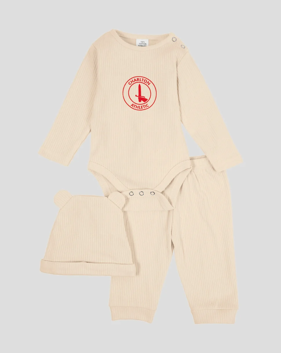 Ribbed Cream 3pce Set