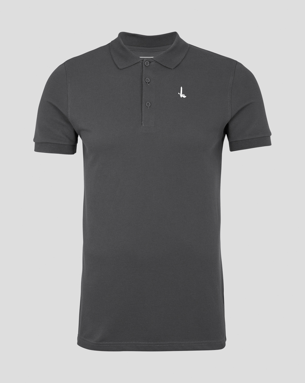 Slate Grey Emb Crest Polo